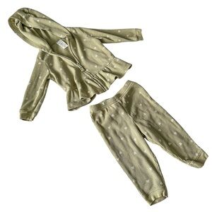 Carter’s Baby Girl 6 months Green Floral Full Zip Hoodie & Pants Set 💚🤍